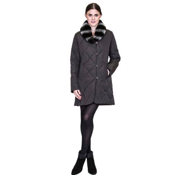 Belle Fare Kleve Puffer Coat Rabbit Fur Goose Down Stadium Coat Size S - Picture 1 of 13